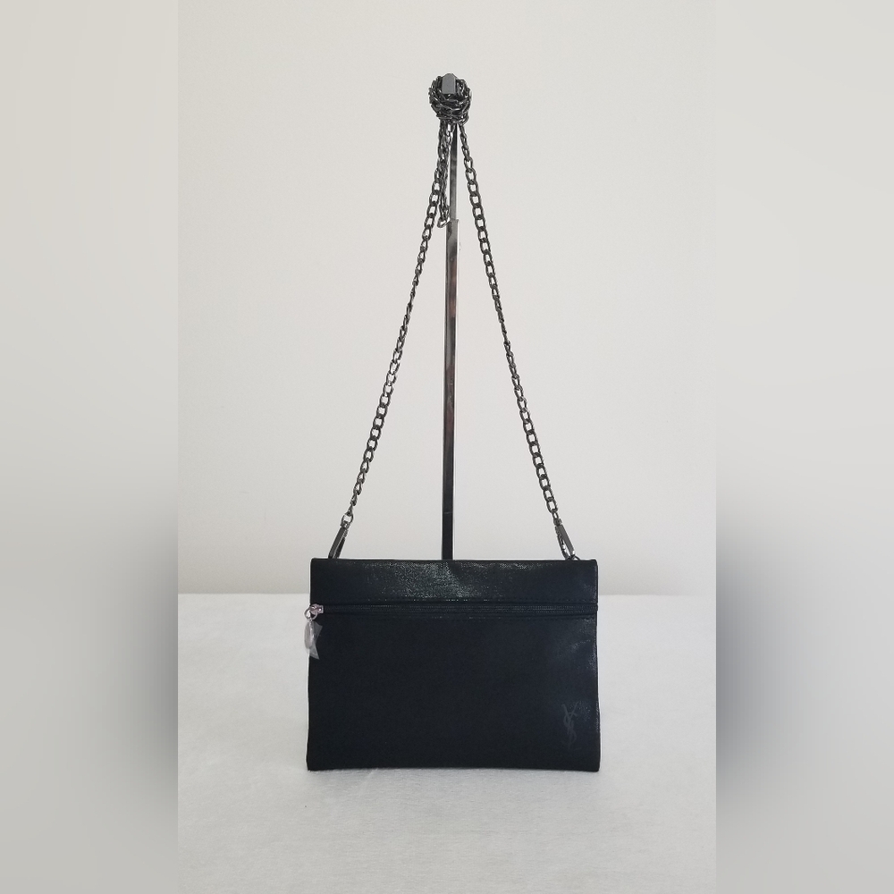 NWOT-YSL Shimmery Black Cosmetic Pouch+Unbranded Black Metal Chain